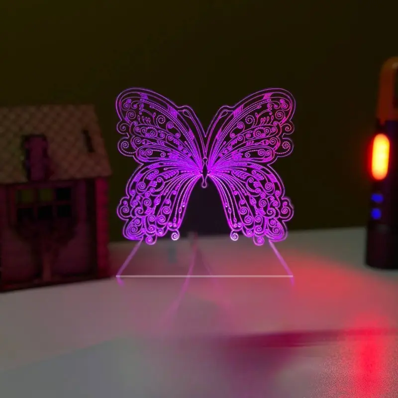 GearUP Acrylic Multicolor Night Lamp (Only Acrylic) Butterfly