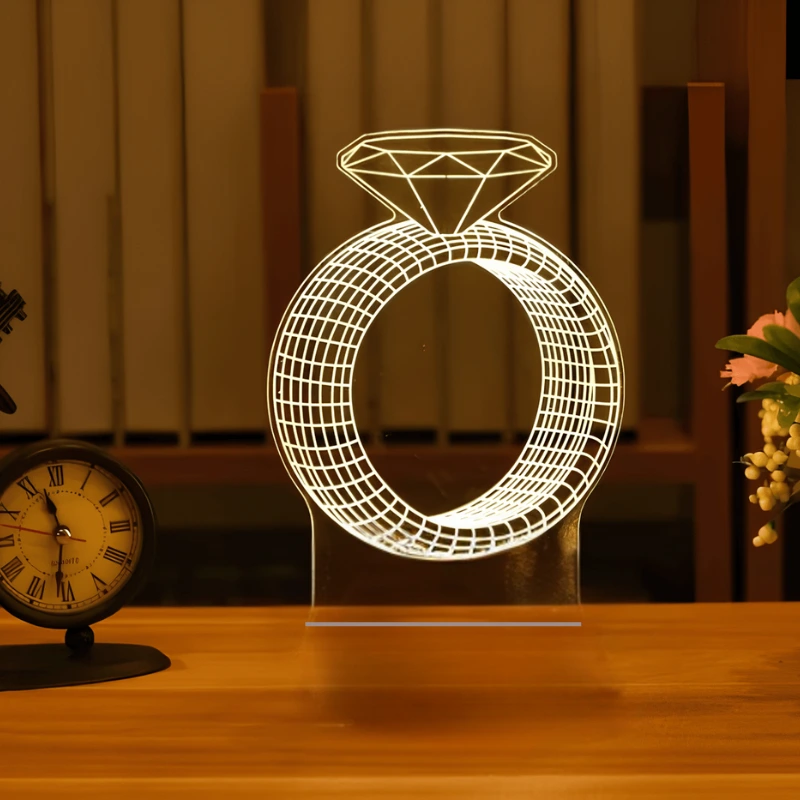 GearUP Acrylic Multicolor Night Lamp (Only Acrylic) Diamond Ring