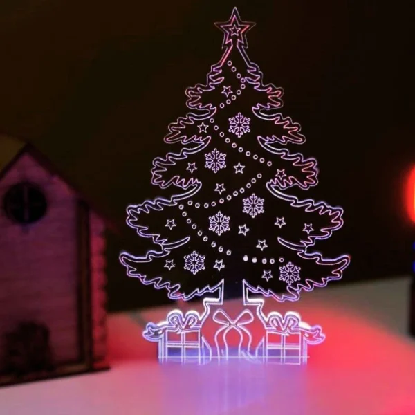 GearUP Acrylic Multicolor Night Lamp (Christmas Tree)