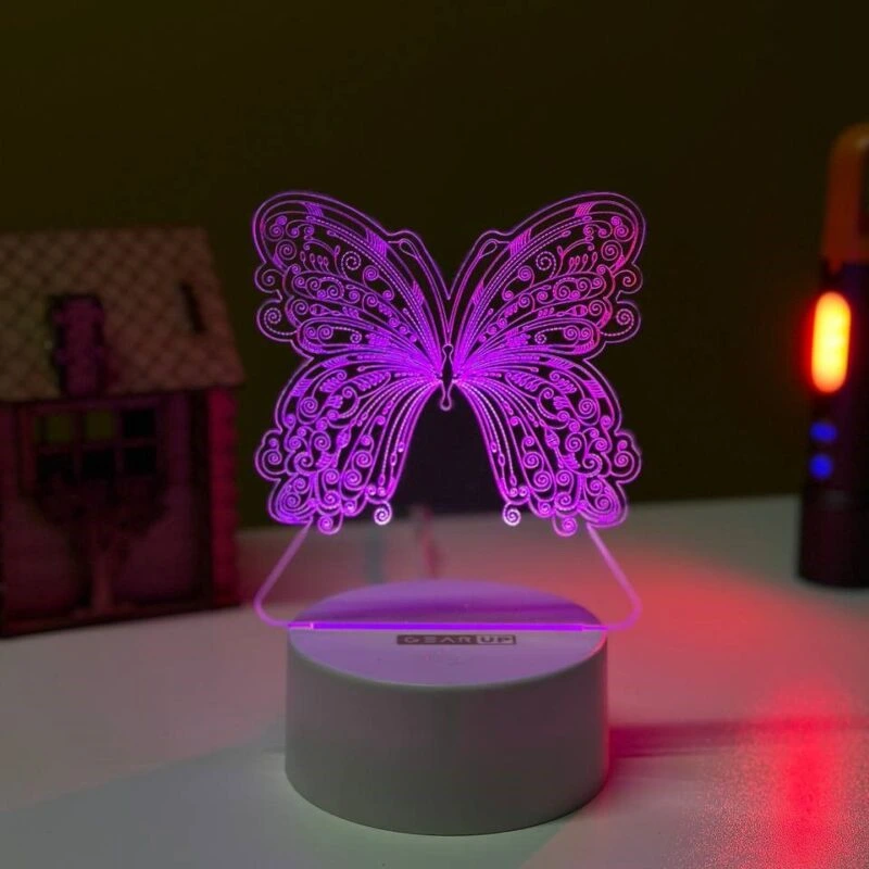 GearUP Acrylic Multicolor Night Lamp (Butterfly)